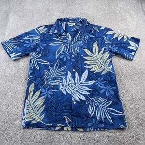 Vintage Malihini Hawaii Shirt Mens Large Blue Hawaiian Aloha Resort Camp‎ Collar